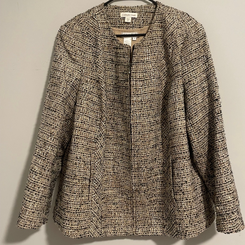 Coldwater Creek Women's Tweed Blazer - Black and Tan
